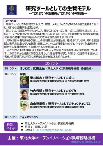 "東北大学Research Showcase"vol.1 研究ツールとしての生物モデル