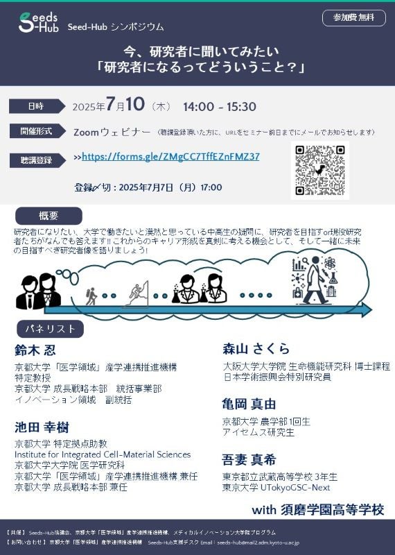 【Seeds-Hubシンポジウム】　『今、研究者に聞いてみたい 「研究者になるってどういうこと？」』